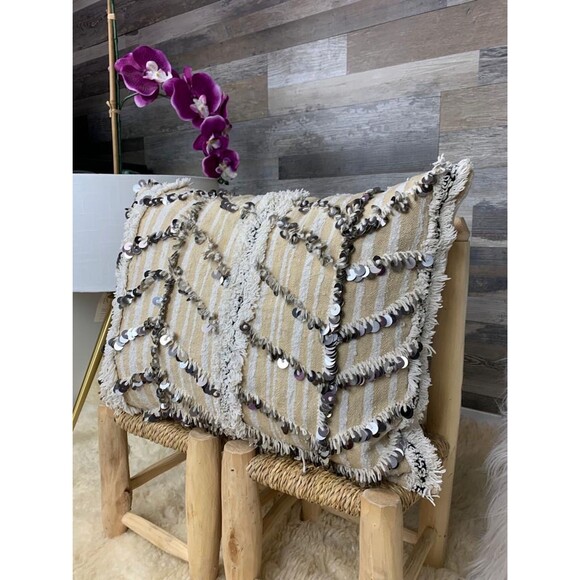 Moroccan Vintage Pillow Wedding Blanket Handira Cushion 03YS00122 - Picture 6 of 9